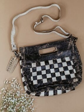 Bed|Stu Black & White Orchid Leather Bag Nwt